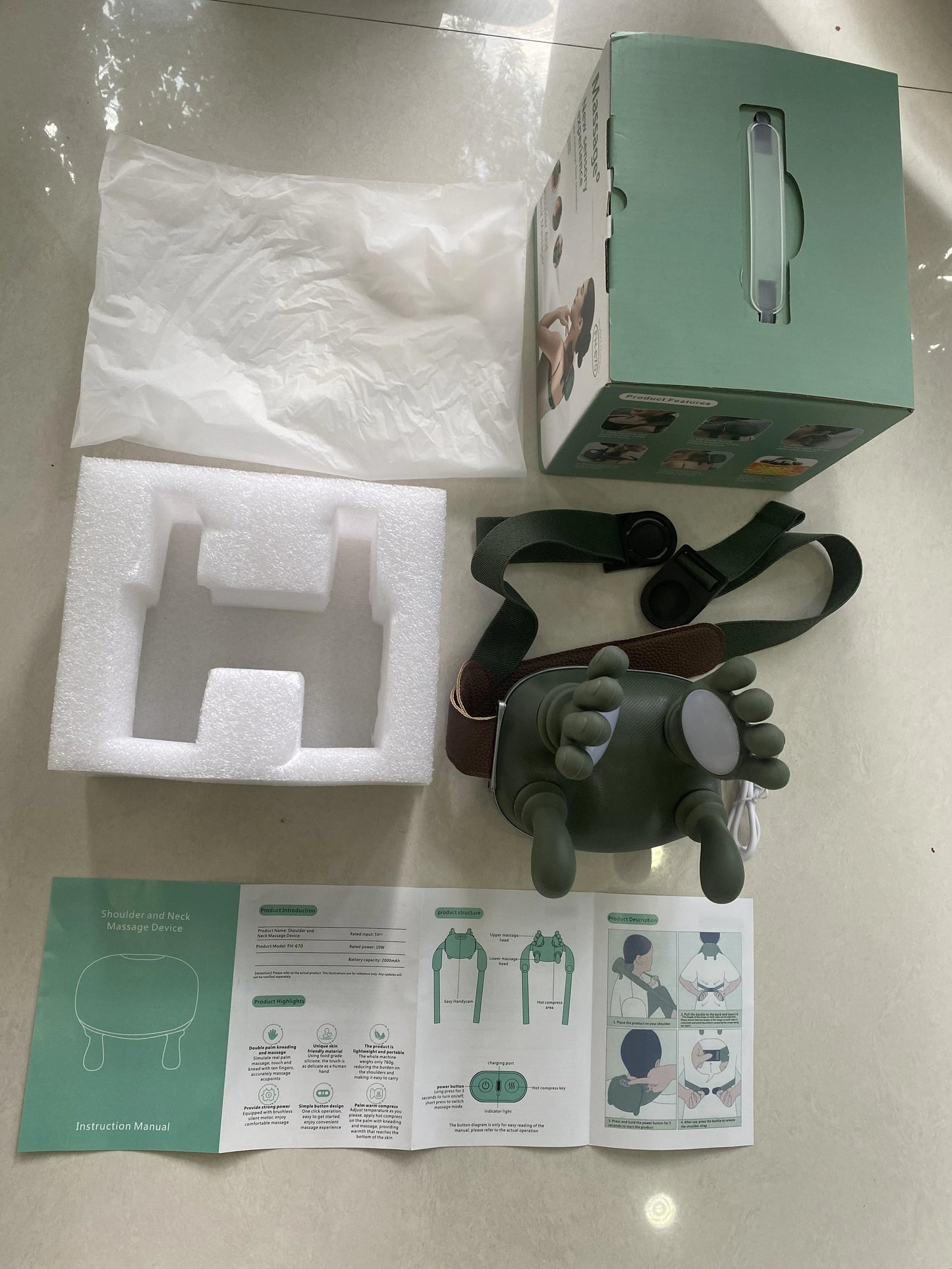 Portable Kneading Massage Pillow Head Pain Relief Electric Massager