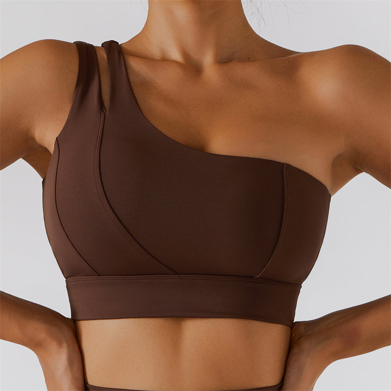 Women’s One Shoulder Sports Bra Breathable Yoga Fitness Workout Top