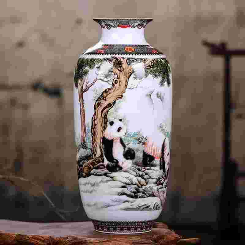 Ceramic Jingdezhen Vase Chinese Traditional Flower Vases Living Room Decoration Vase Fine Smooth Surface Furnishing Articles