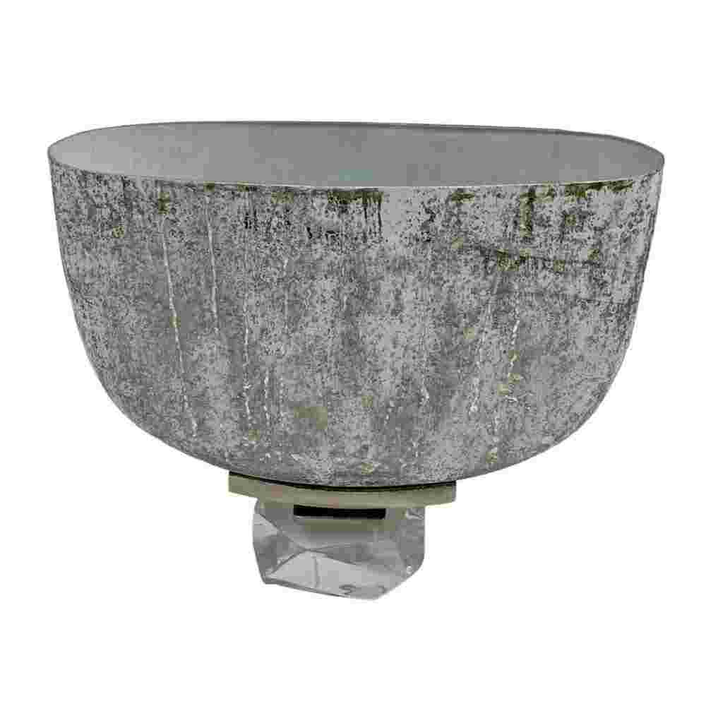 Gray 10 Inch Wide Handmade Aluminum and Glass Bowl Urn Flower Vase