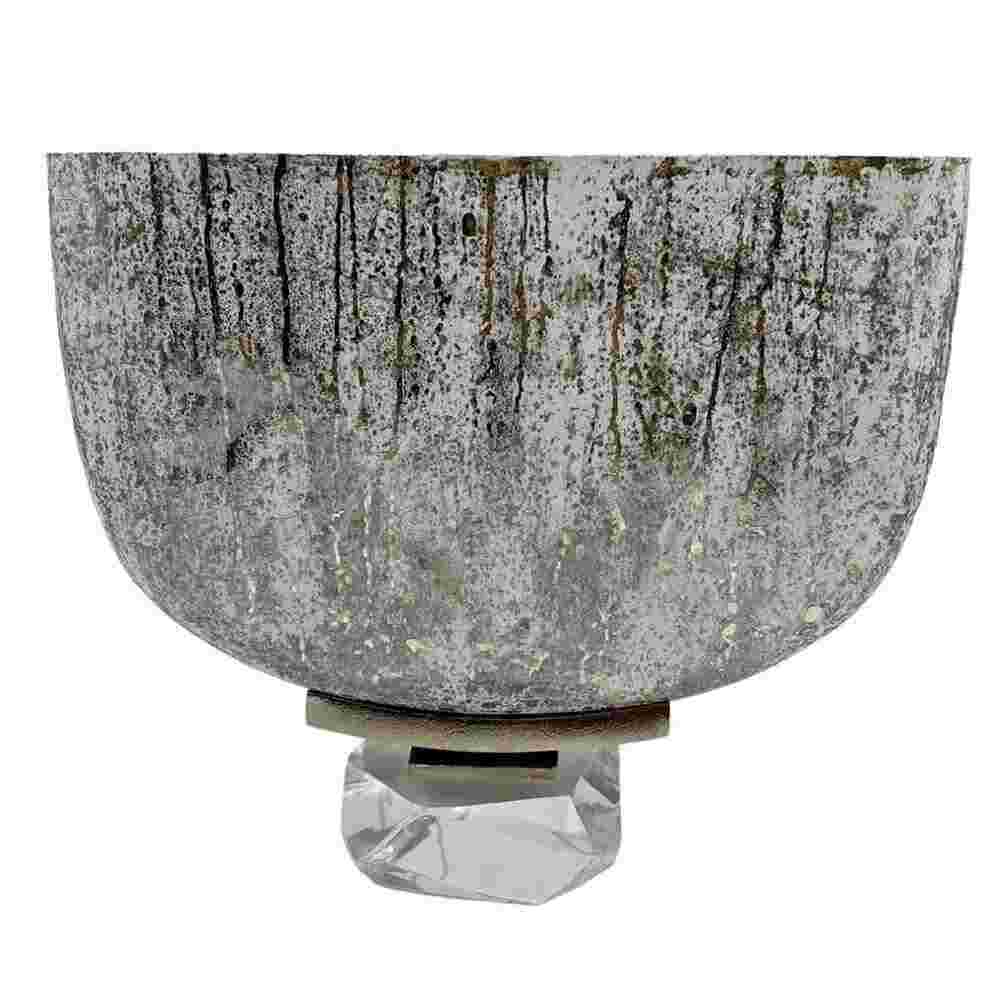 Gray 10 Inch Wide Handmade Aluminum and Glass Bowl Urn Flower Vase