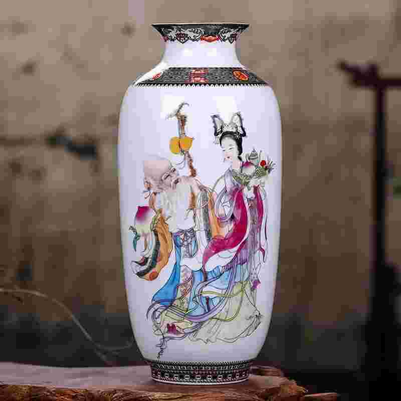 Ceramic Jingdezhen Vase Chinese Traditional Flower Vases Living Room Decoration Vase Fine Smooth Surface Furnishing Articles