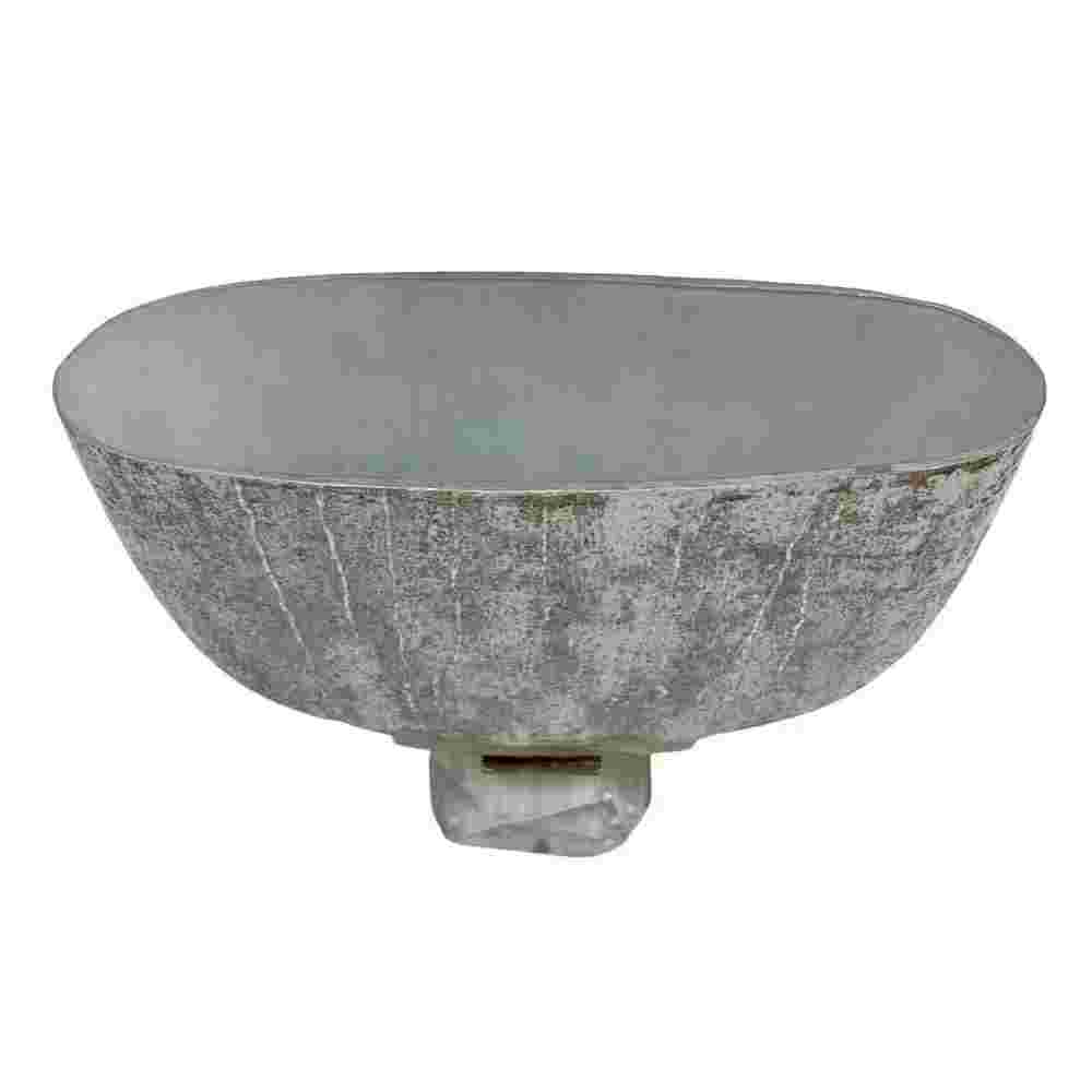 Gray 10 Inch Wide Handmade Aluminum and Glass Bowl Urn Flower Vase