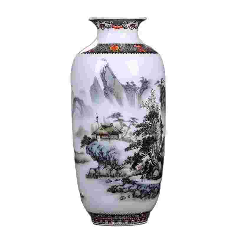Ceramic Jingdezhen Vase Chinese Traditional Flower Vases Living Room Decoration Vase Fine Smooth Surface Furnishing Articles