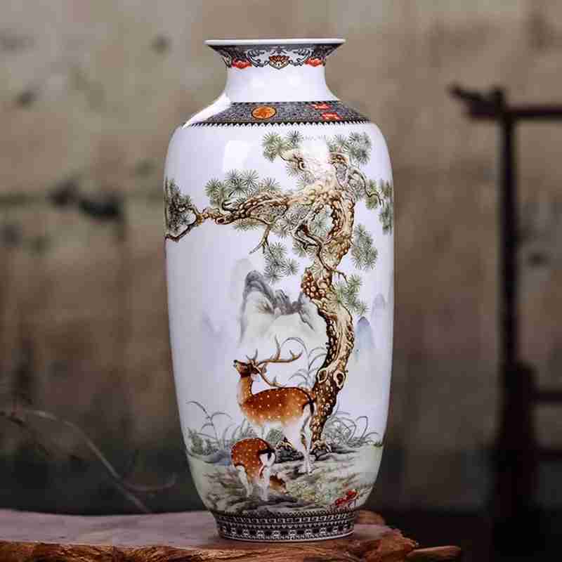 Ceramic Jingdezhen Vase Chinese Traditional Flower Vases Living Room Decoration Vase Fine Smooth Surface Furnishing Articles