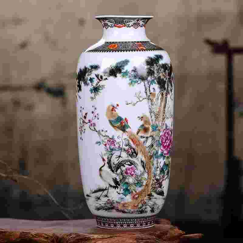 Ceramic Jingdezhen Vase Chinese Traditional Flower Vases Living Room Decoration Vase Fine Smooth Surface Furnishing Articles