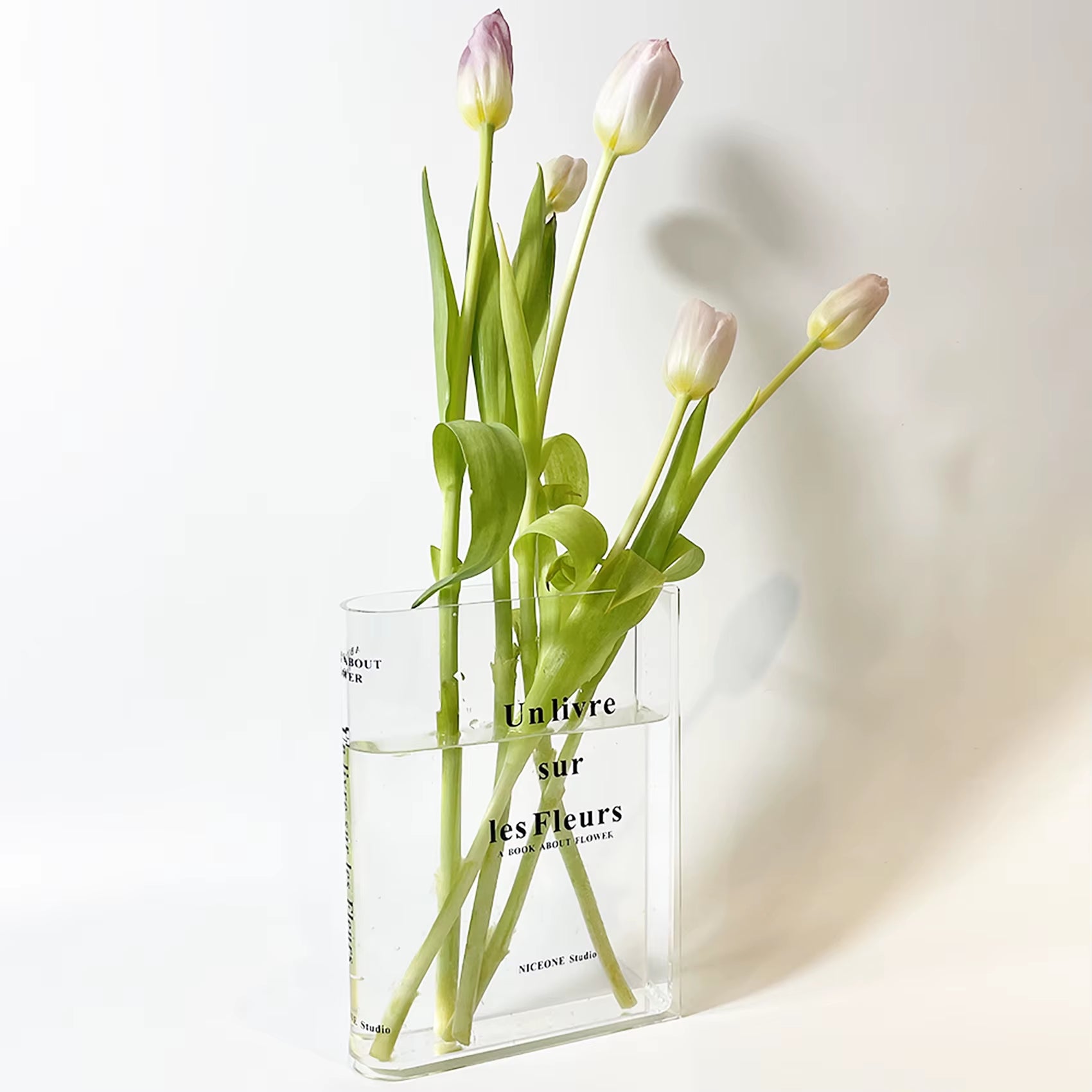 Clear Acrylic Flower Vase, Nordic Book Vase for Flowers, Office Desktop, Living Room, Home Decoration Gift