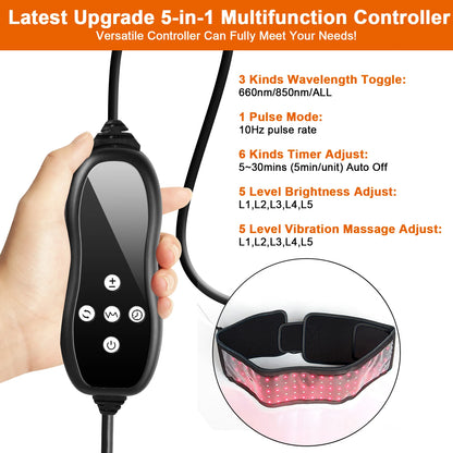 Wearable Red Light Therapy Belt with Vibration & Infrared LED Therapy