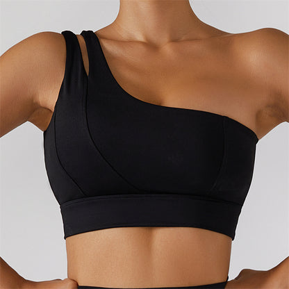 Women’s One Shoulder Sports Bra Breathable Yoga Fitness Workout Top