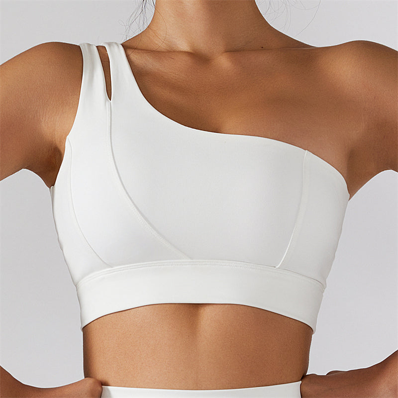 Women’s One Shoulder Sports Bra Breathable Yoga Fitness Workout Top