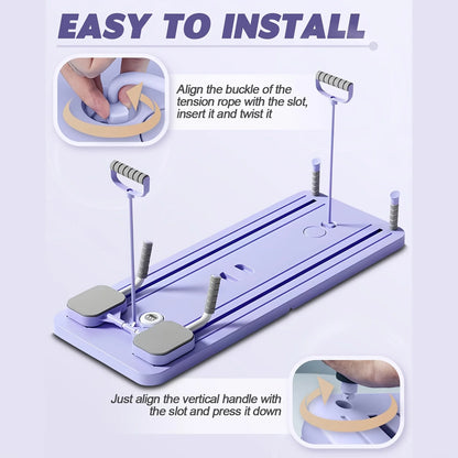 Foldable 6-in-1 Pilates Reformer Board with Timer for Home Workout