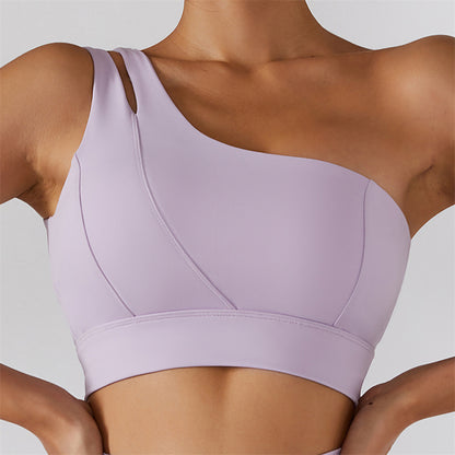 Women’s One Shoulder Sports Bra Breathable Yoga Fitness Workout Top