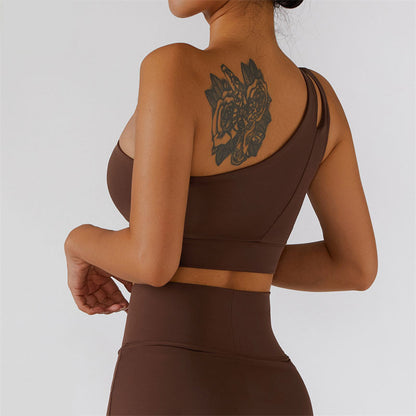 Women’s One Shoulder Sports Bra Breathable Yoga Fitness Workout Top