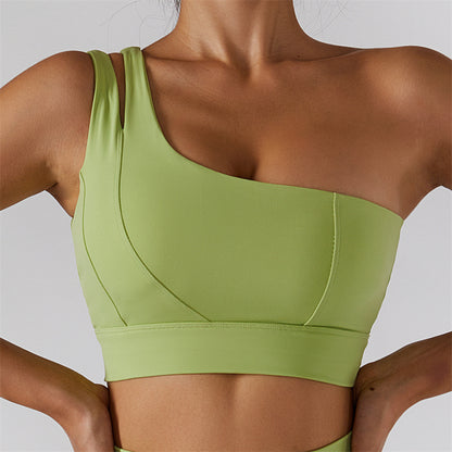 Women’s One Shoulder Sports Bra Breathable Yoga Fitness Workout Top