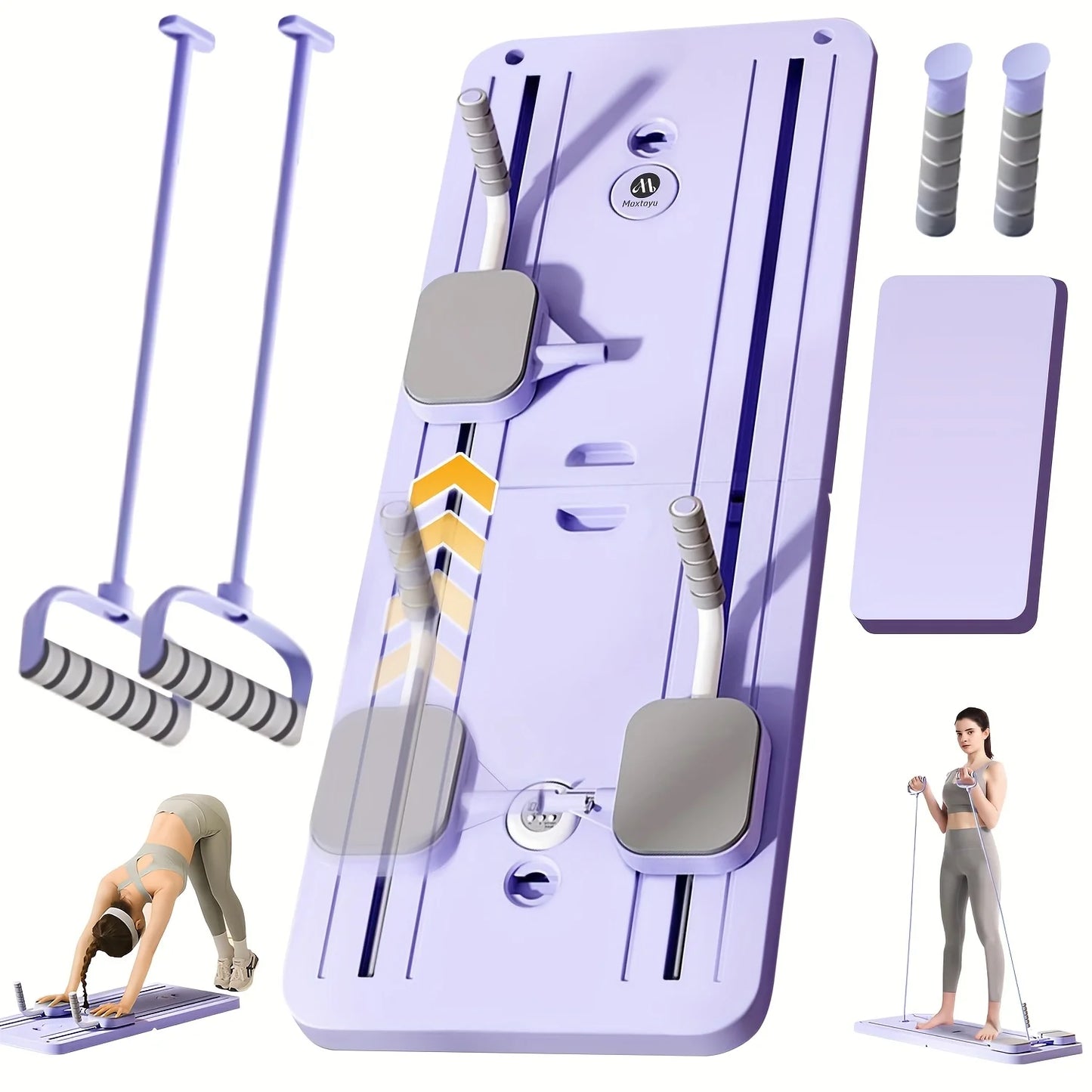 Foldable 6-in-1 Pilates Reformer Board with Timer for Home Workout