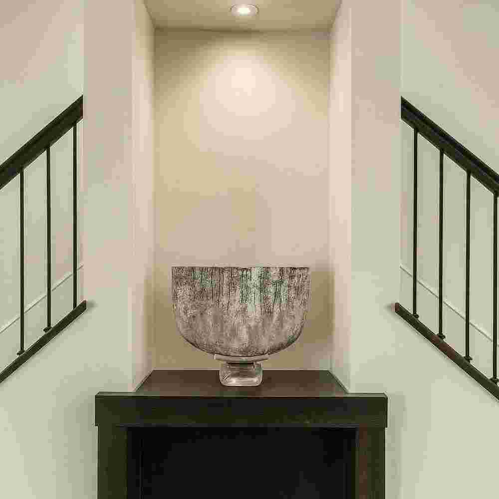 Gray 10 Inch Wide Handmade Aluminum and Glass Bowl Urn Flower Vase