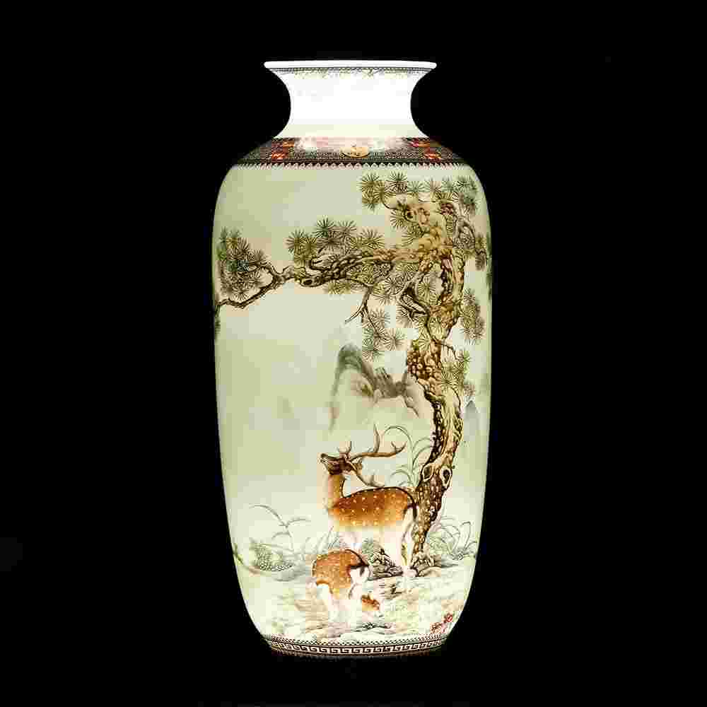Ceramic Jingdezhen Vase Chinese Traditional Flower Vases Living Room Decoration Vase Fine Smooth Surface Furnishing Articles