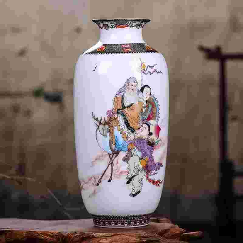 Ceramic Jingdezhen Vase Chinese Traditional Flower Vases Living Room Decoration Vase Fine Smooth Surface Furnishing Articles