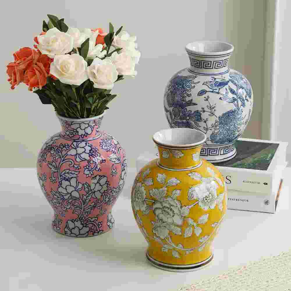 Blue and White Porcelain Chinese Vintage Vase Ceramic Handicraft Porcelain Bottle Flower Vase Home Decoration Accessories
