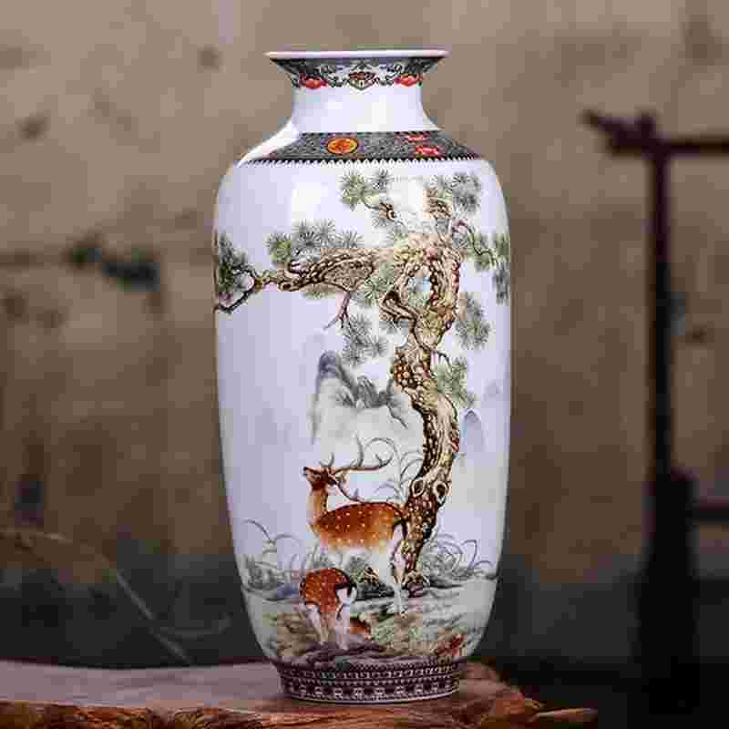 Ceramic Jingdezhen Vase Chinese Traditional Flower Vases Living Room Decoration Vase Fine Smooth Surface Furnishing Articles