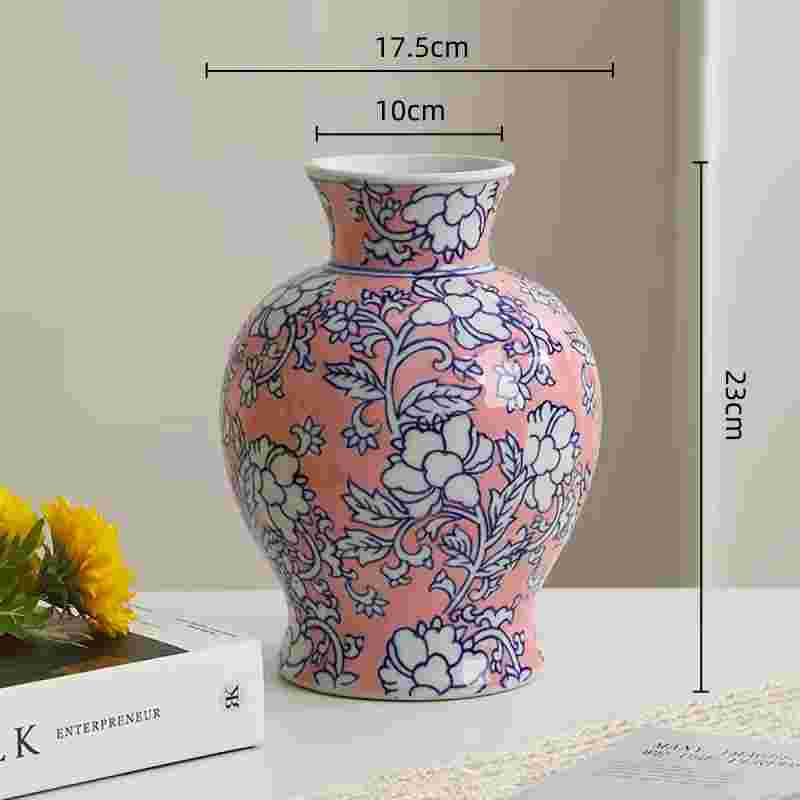 Blue and White Porcelain Chinese Vintage Vase Ceramic Handicraft Porcelain Bottle Flower Vase Home Decoration Accessories