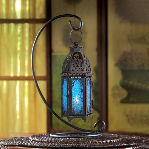Hanging Moroccan Lantern, 11'' Vintage Candle Holder, Metal Lanterns Decorati...